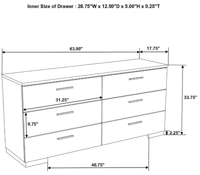 Coaster® Felicity 6-Piece White High Gloss King Panel Bedroom Set-3