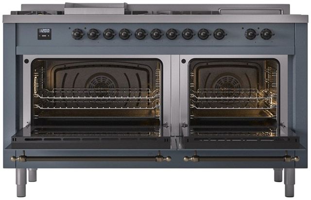 Ilve® Nostalgie II Series 60" Blue Grey Pro Style Dual Fuel Range-1