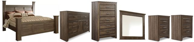 Signature Design by Ashley® Juararo 6-Piece Dark Brown California King Poster Bed Set-0