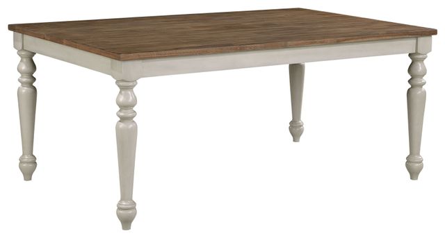 New Classic® Home Furnishings Jennifer Antique White Dining Table with Brown Top -0