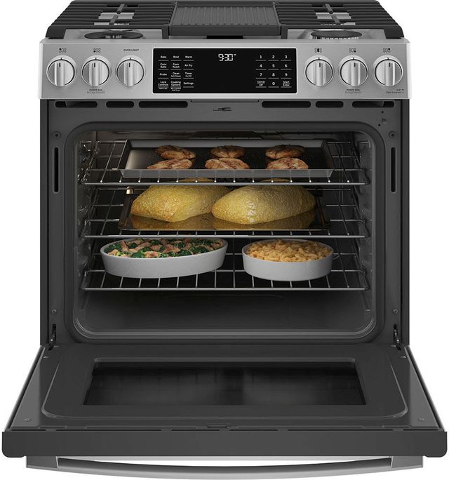 GE Profile™ 30" Fingerprint Resistant Stainless Steel Slide-In Dual Fuel Range-2