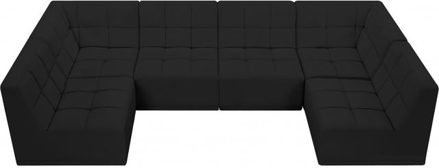Meridian Furniture Relax 6-Piece Black Velvet Modular Sectional Set-3