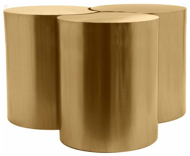 Meridian Furniture Dimple 3-Piece Gold 20" Modular Nesting Table Set-1