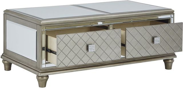 Signature Design by Ashley® Chevanna Mirror Top Coffee Table with Platinum Base-2
