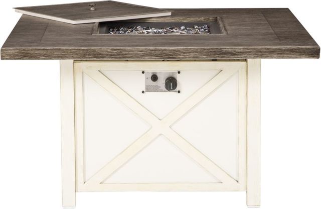 Signature Design by Ashley® Preston Bay 5-Piece Antique White Square Fire Pit Table Set-3