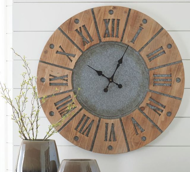 Signature Design by Ashley® Payson Antique Gray/Natural Wall Clock-1