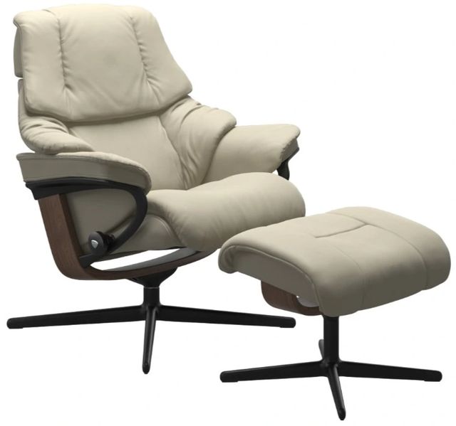 Stressless® by Ekornes® Customizable Reno Medium Manual Recliner and Ottoman with Cross Base-0