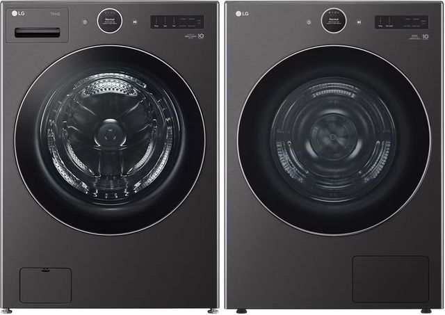 LG Black Steel Front Load Washer & Electric Dryer Laundry Pair-0