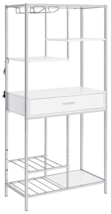 Coaster® Figueroa Silver/White 5-Shelf Wine Cabinet-0