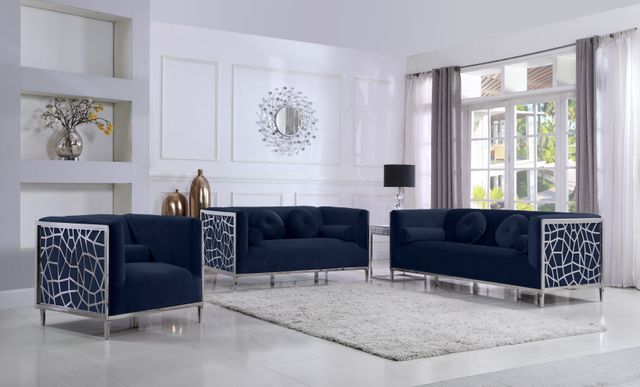 Meridian Furniture Opal Navy Velvet Loveseat-3
