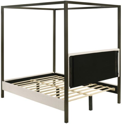Coaster® Monroe Bronze/Vanilla King Upholstered Canopy Bed-2