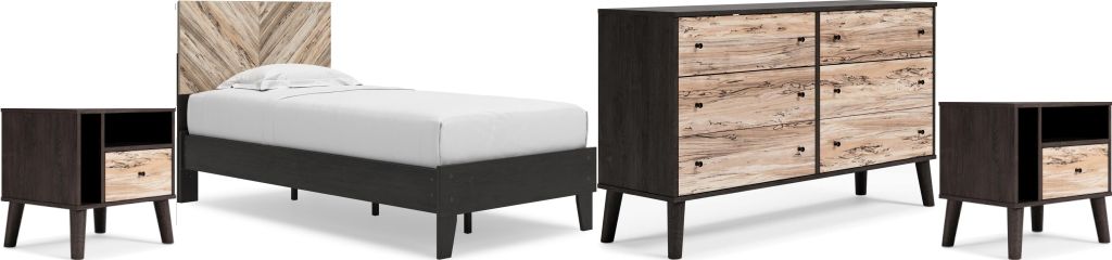 Signature Design by Ashley® Piperton 4-Piece Two-Tone Brown/Black Twin Panel Platform Bed Set