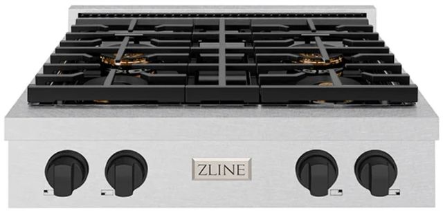ZLINE Autograph Edition Paramount 30" Satin Stainless Steel and Matte Black Accents Gas Rangetop with 4 Burner DuoPro™ Cooktop-0