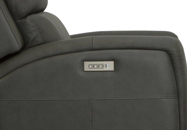 Flexsteel® Linden Charcoal Power Recliner with Power Headrest and Lumbar-8