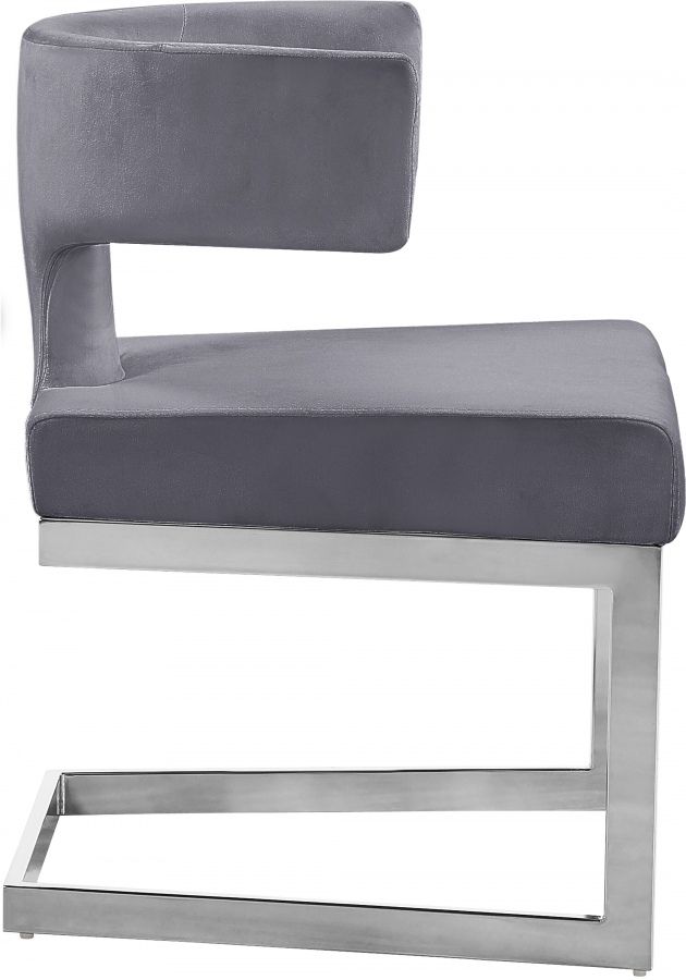 Meridian Furniture Alexandra Grey/Chrome Velvet Dining Chair-3