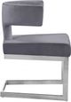 Meridian Furniture Alexandra Grey/Chrome Velvet Dining Chair-3