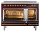 Ilve® Nostalgie II Noblesse 48'' Burgundy Pro Style Induction Range with Brass Trim-1