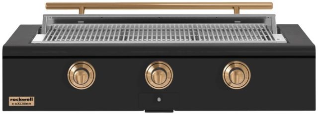 Caliber™ Rockwell Social 3-Burner Ultra Matte Black Built-In Liquid Propane Grill with Gold Hardware-0