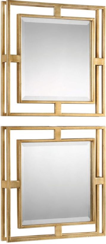 Uttermost® Allick 2-Piece Antiqued Gold Accent Mirror Set-3