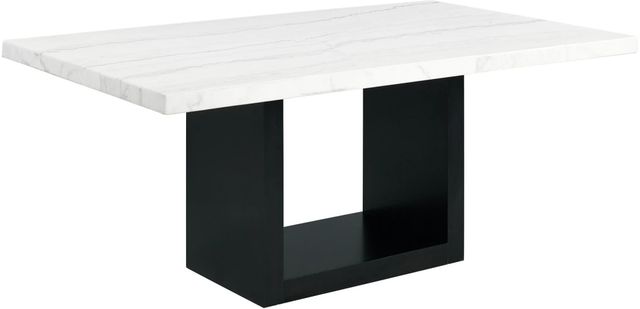 Elements International Valentino White Dining Table with Black Base-0