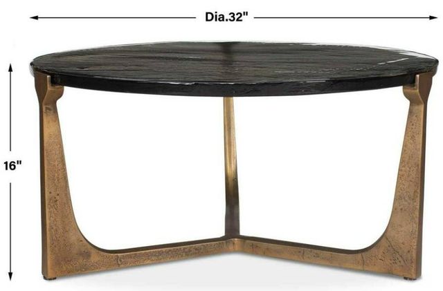 Uttermost® Bohdi Cast Glass Top Indoor-Outdoor Coffee Table with Antique Brass Aluminum Base-2