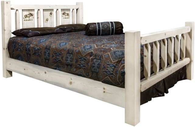 Montana Woodworks® Homestead Ready to Finish Queen Bed with Laser Engraved Moose Design-0