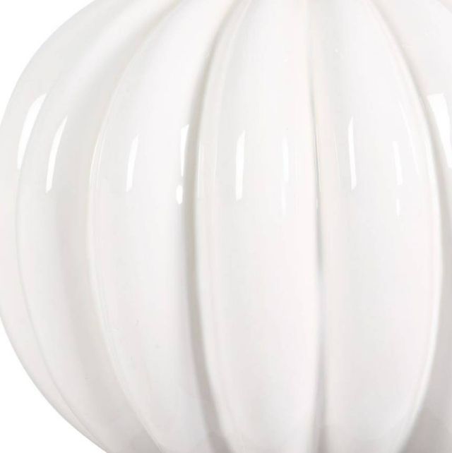 Uttermost® Irena Glossy White Table Lamp with Antique Brass Accents-3