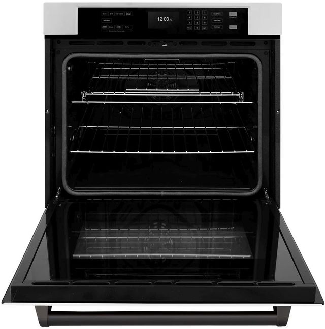 ZLINE Autograph Edition Professional 30" Stainless Steel Single Electric Wall Oven with White Matte Door and Matte Black Accents-1