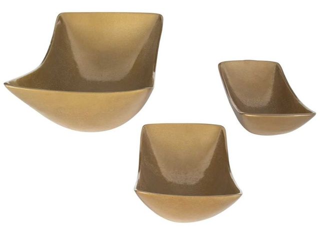 Uttermost® Anas 3-Piece Antique Brass Bowl Set-3