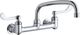 Elkay Chrome Foodservice 8" Centerset Wall Mount Faucet with 10" Arc Tube Spout and Wristblade Handles Offset Inlets-0
