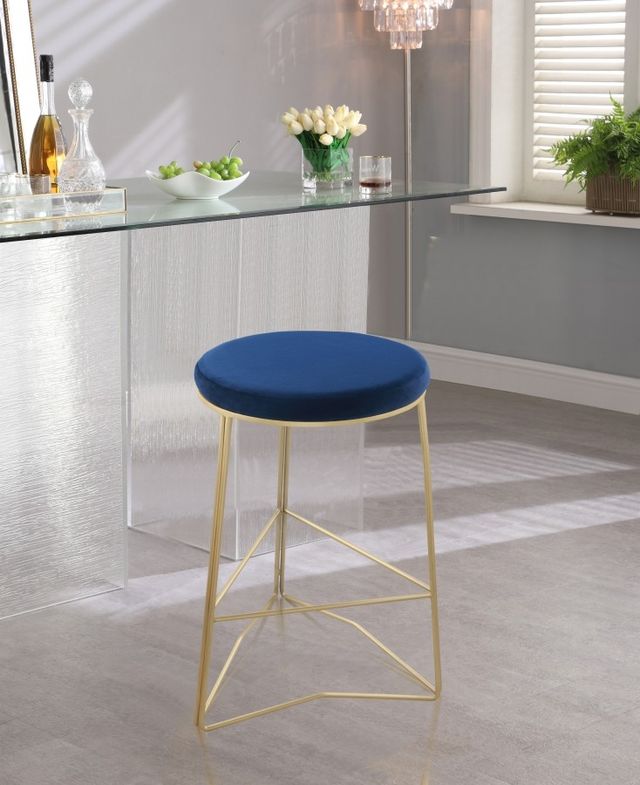 Meridian Furniture Tres Navy Velvet Counter Stool-1