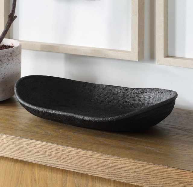 Uttermost® Ember Black Weave Indoor-Outdoor Polyresin Bowl-3