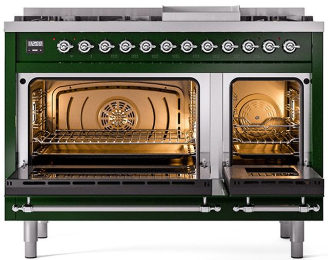 Ilve® Nostalgie II Series 48" Emerald Green Pro Style Dual Fuel Range-1