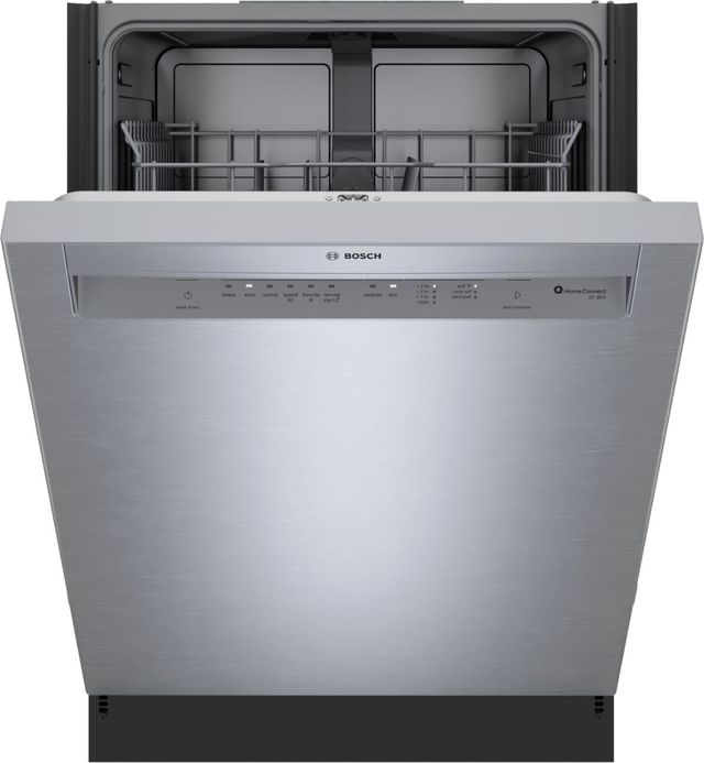 Bosch® 100 Series 24'' Brushed Steel Anti-Fingerprint Front Control Built-In Dishwasher-2