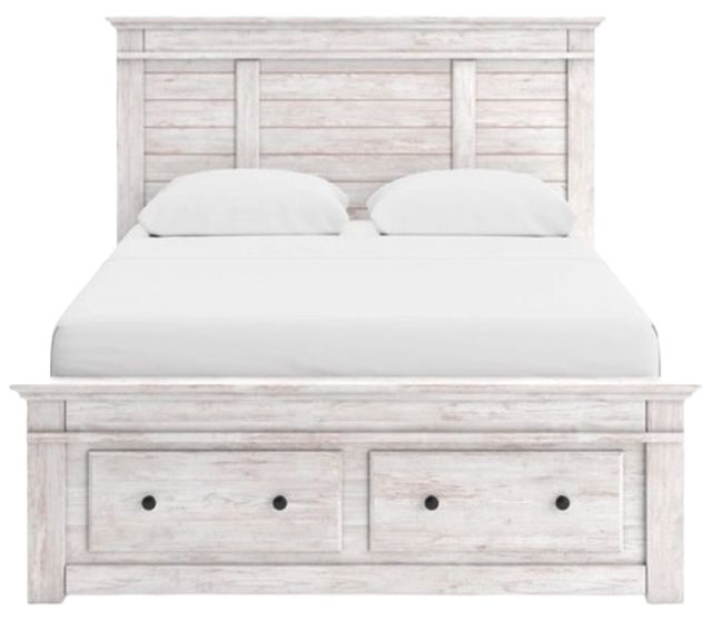 Signature Design by Ashley® Fenderport Whitewash Queen Panel Storage Bed-3