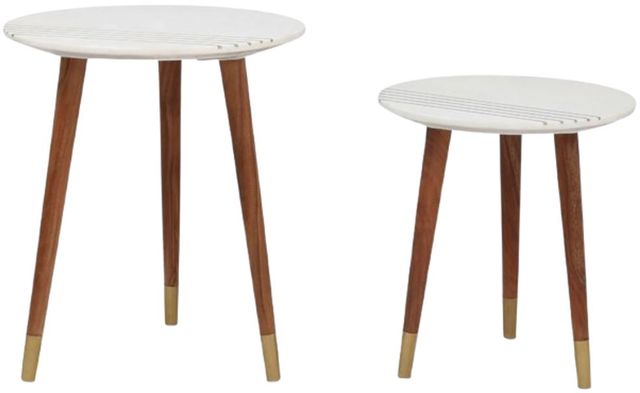 Steve Silver Co. Terrace 2-Piece White Nesting Table with Natural Base-0