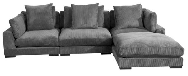 Moe's Home Collection Tumble Lounge 4-Piece Charcoal L-Shaped Modular Sectional and Ottoman-1