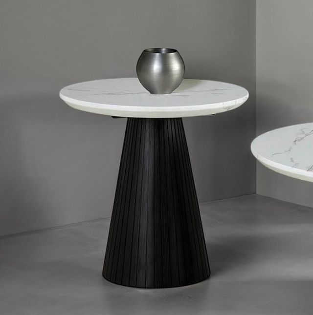 Furniture of America® Sindal White Round End Table with Black Base-0