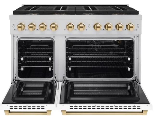 ZLINE Autograph Edition 48" Stainless Steel Pro Style Gas Range with White Matte Door-1