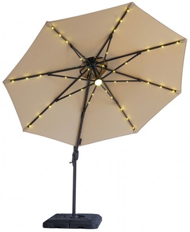 Furniture of America® Nuti Beige Aluminum/Fabric Outdoor Patio Umbrella and Base-0