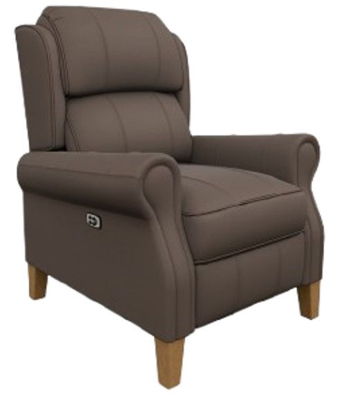 Best® Home Furnishings Customizable Joanna Leather Power Tilt Headrest High Leg Recliner with Honey Birch Legs-0