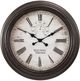 Monarch Specialties Inc. Brown 20" Round Wall Clock with Roman Numerals on Distressed Beige Backgrou-0