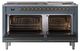 Ilve® Nostalgie II Noblesse 60'' Blue Gray Pro Style Dual Fuel Range with Brass Trim-2