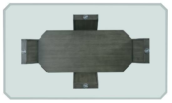 Elements International Dapper Glass Top Rectangular Dining Table with Gray Base-1