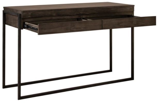 Liberty Furniture Gateway Weathered Gray Sofa Table with Black Metal Frames-2