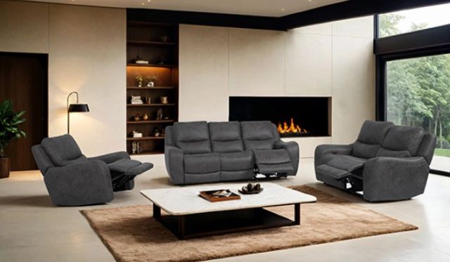 Furniture of America® Demetrius Dark Gray Power Loveseat-2