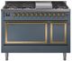 Ilve® Nostalgie II Noblesse 48'' Blue Gray Pro Style Dual Fuel Range with Brass Trim-0