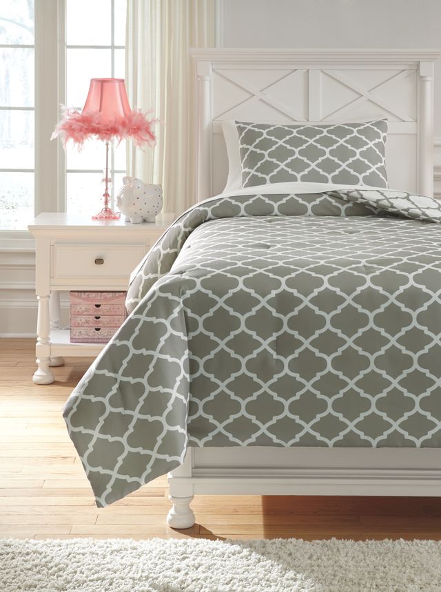 Signature Design by Ashley® Media Gray/White Twin Comforter Set-2