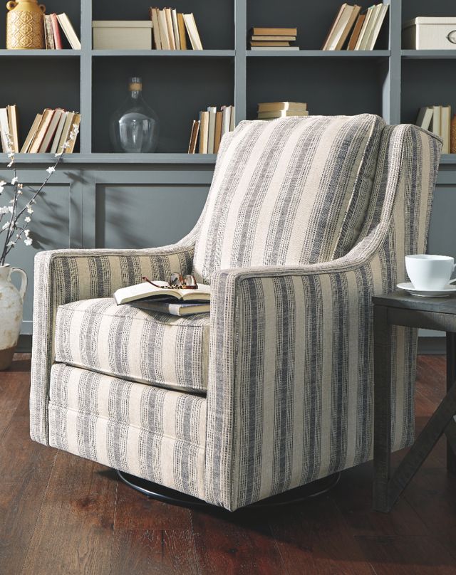 Signature Design by Ashley® Kambria Black/Ivory Swivel Glider Accent Chair-5