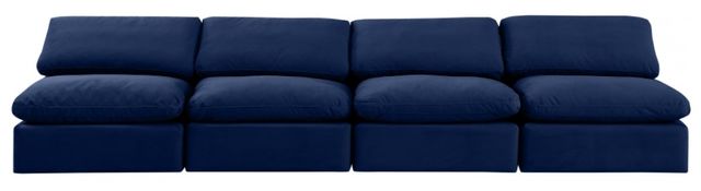 Meridian Furniture Indulge 4-Piece Navy Armless Velvet Sofa-1